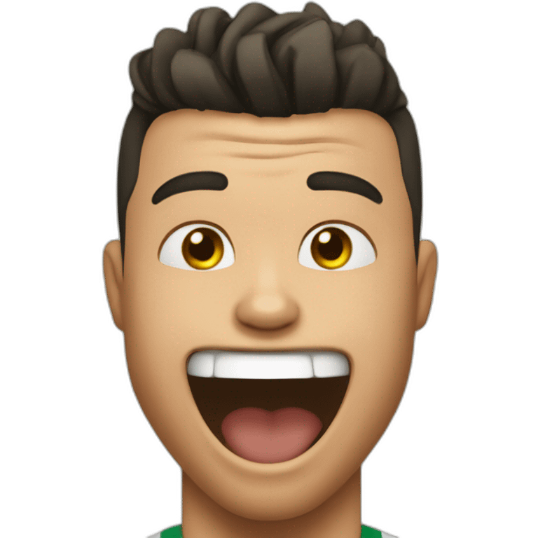 Ronaldo shocked happy with is two hand on his face emoji