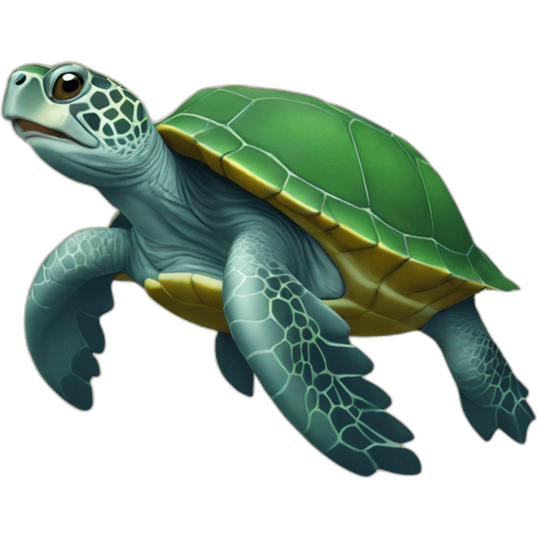 tortue sur dauphin emoji