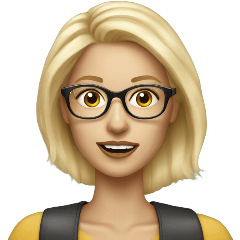 Hyper Realistic Blonde woman wearing glasses calling cell phone emoji