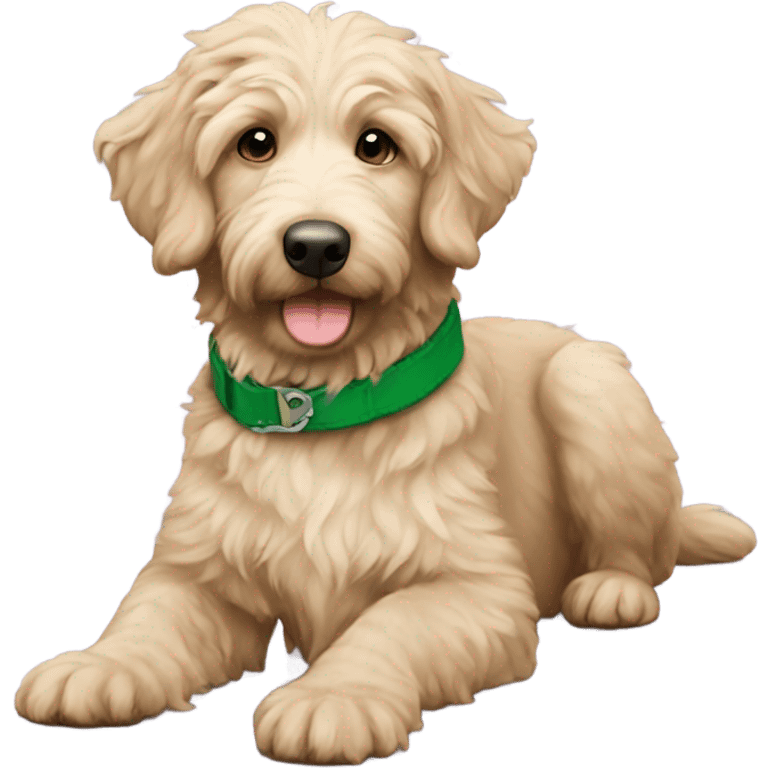 aussie doodle with green collar emoji