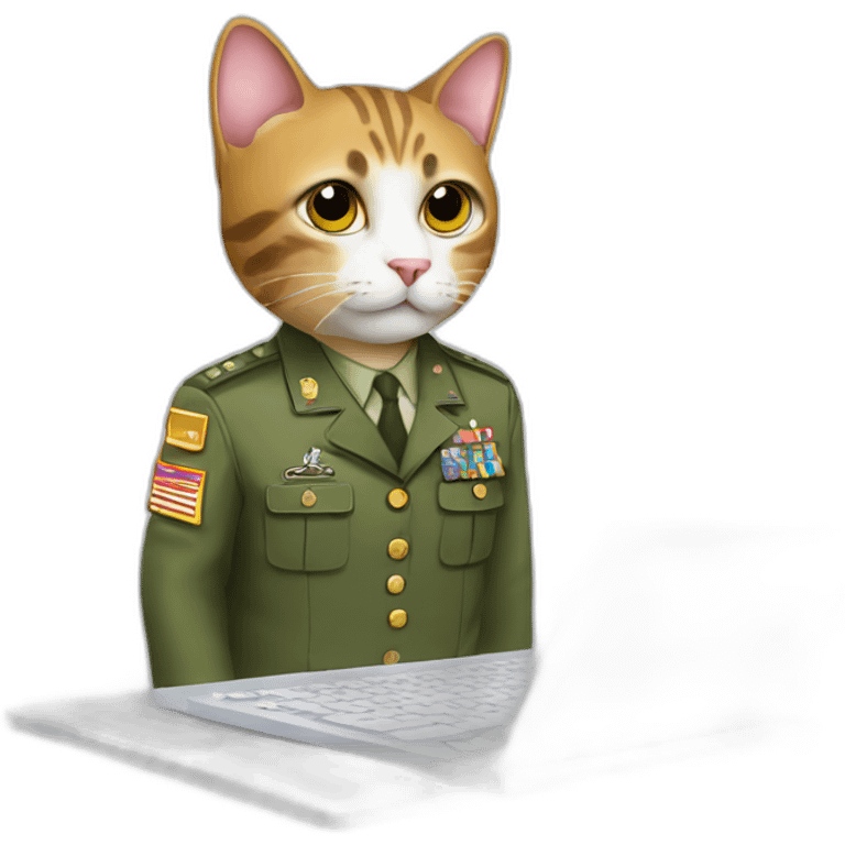 cat in military uniform walking on keyboard emoji