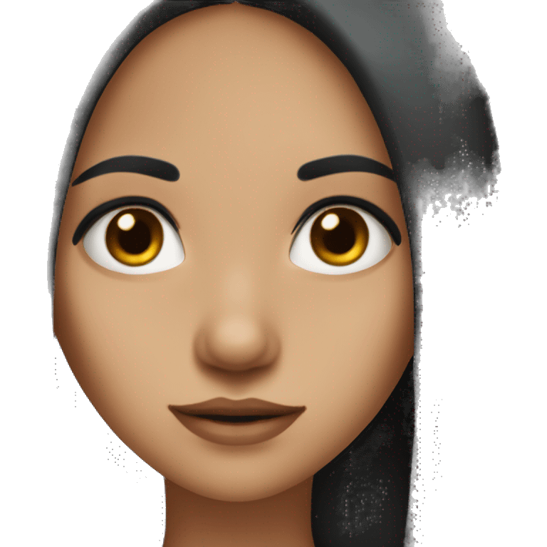 long black hair girl with brown eyes pirsing in the nose emoji