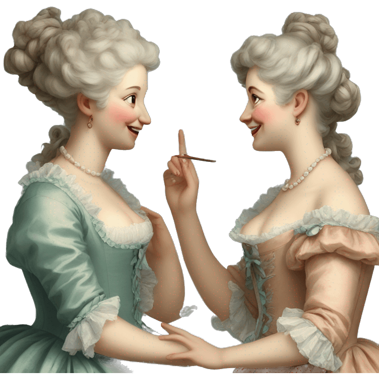 Painting of two rococo women chatting emoji