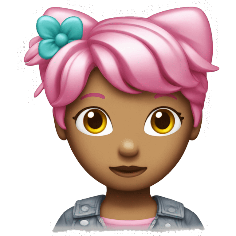 Hello kitty with a pink hair emoji