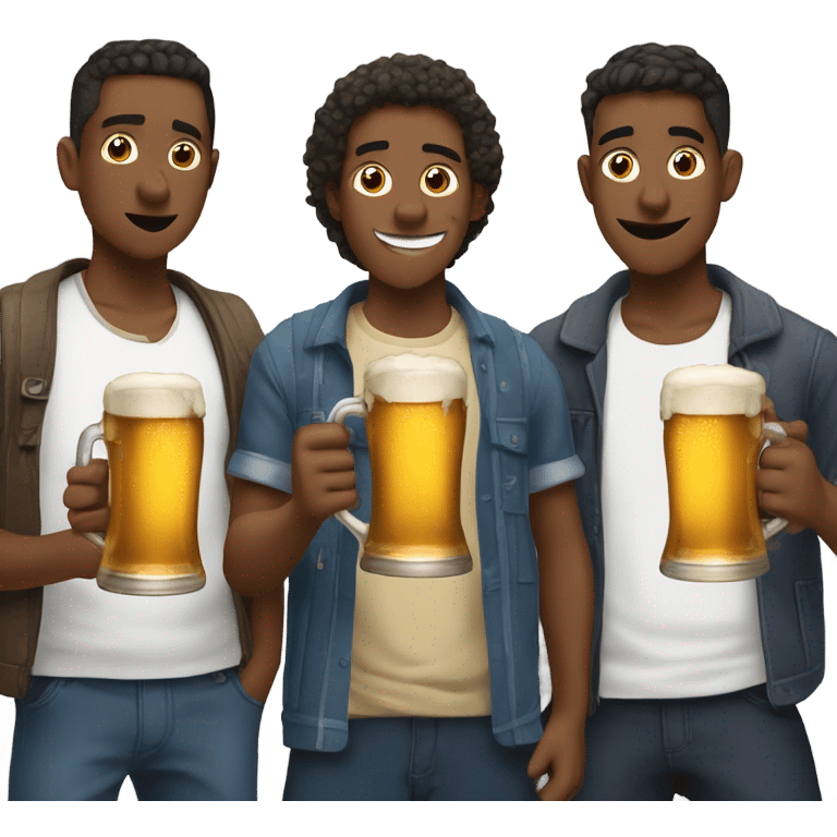 3 cool guys chugging beer emoji