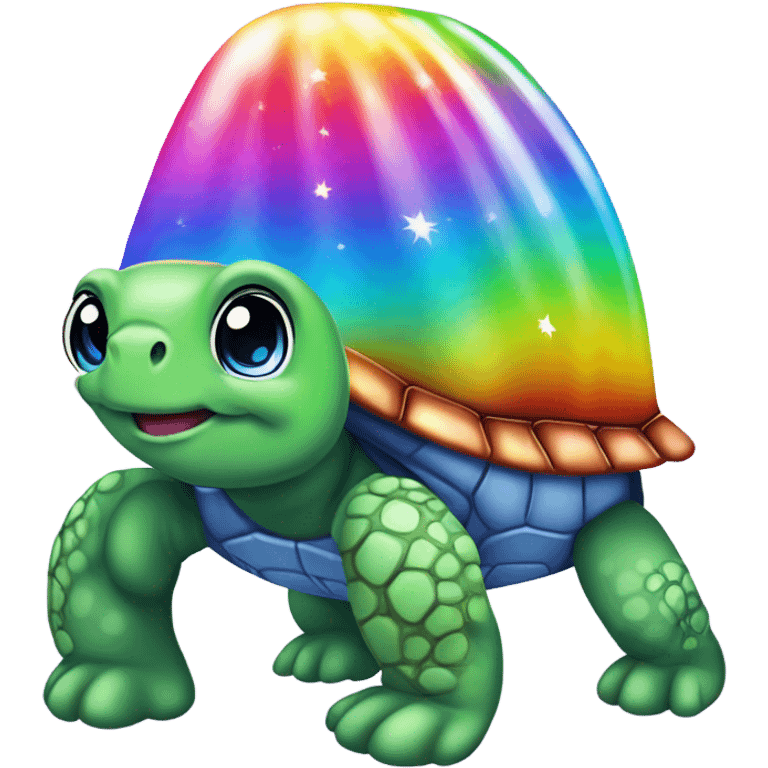 Lisa Frank, rainbow turtle with star on shell ￼ emoji