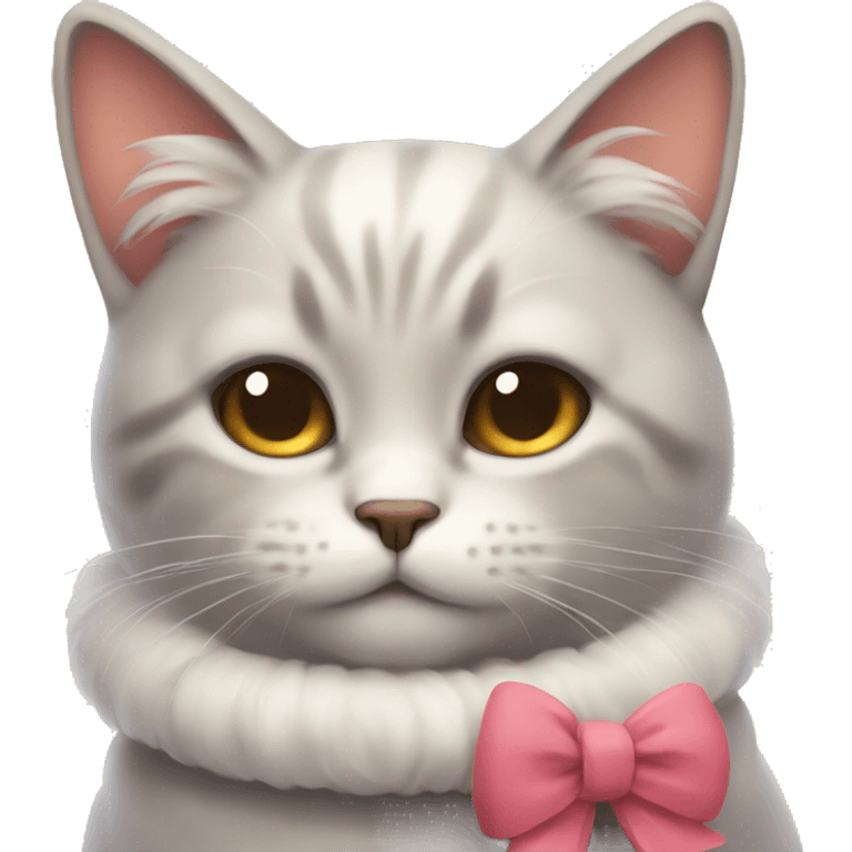 cozy cat with a cute bow  emoji