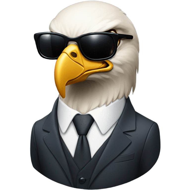 Bald eagle with suit and sunglasses emoji