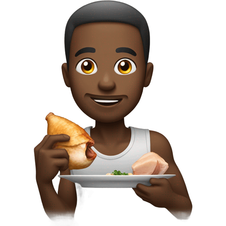 African man eating chicken emoji