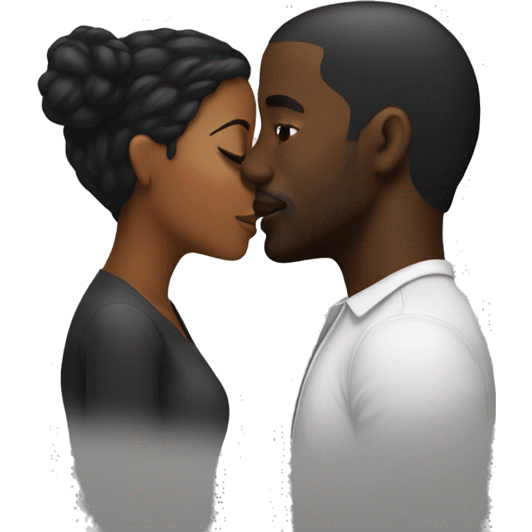 Black woman kissing black man  emoji