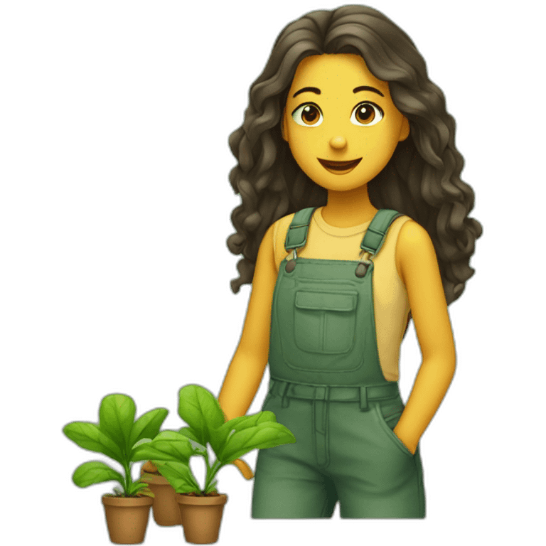 jeune fille entourée de plantes emoji