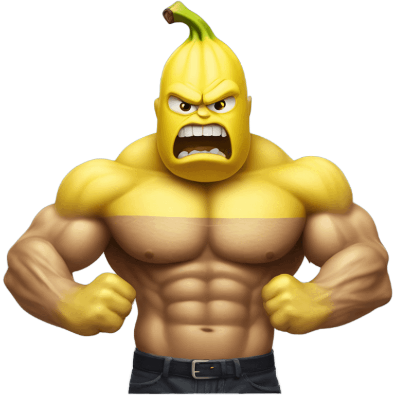 Very muscular angry banana man emoji