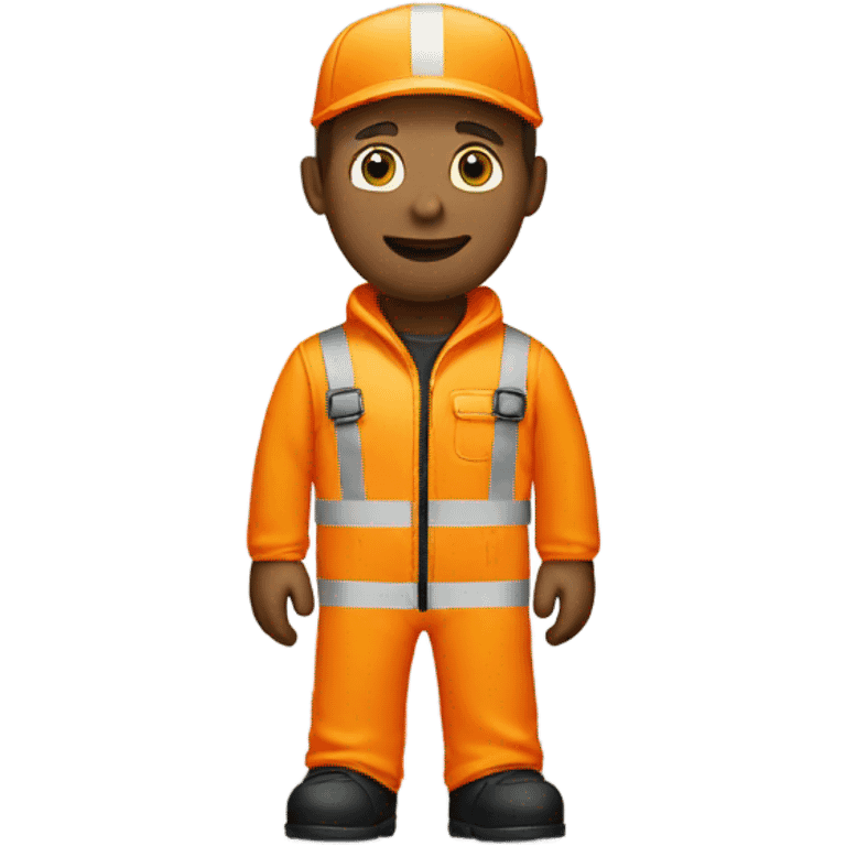 white man standing wearing orange hi visibility overalls  emoji