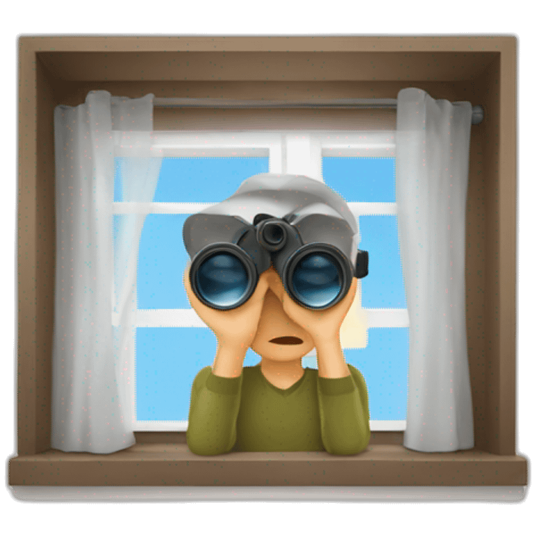 man with binoculars from window emoji