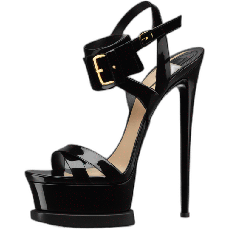 ysl black patent TRIBUTE PLATFORM SANDAL PATENT LEATHER emoji