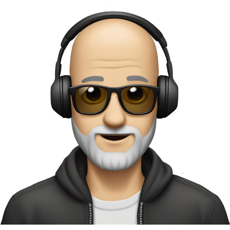 Bald guy with grey beard DJing emoji