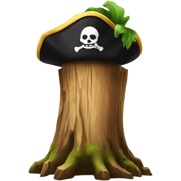 tree stump with a pirate hat emoji