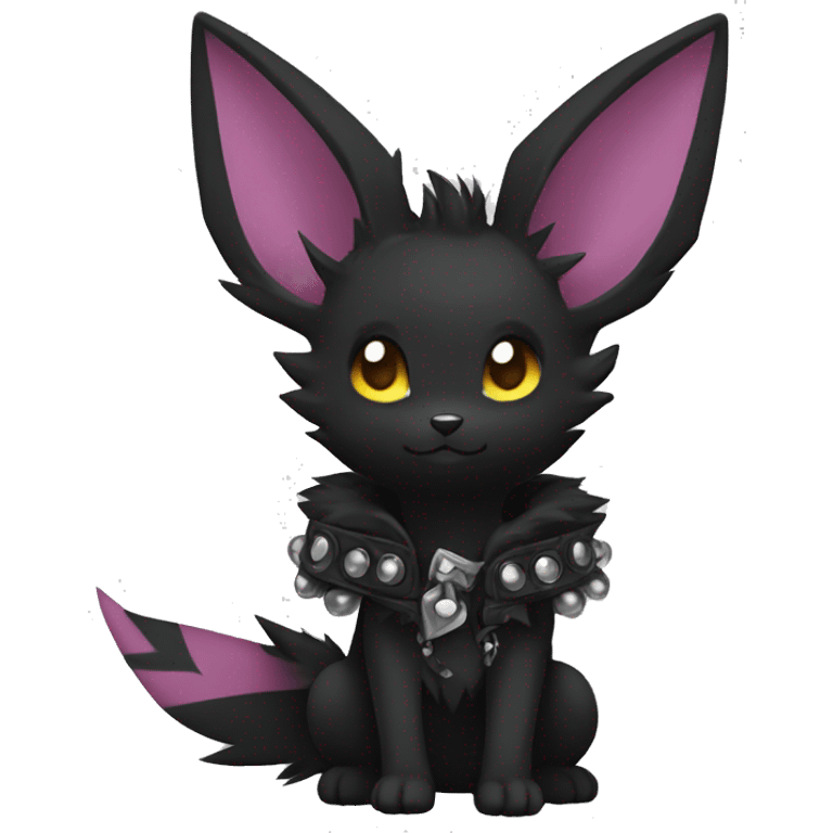 Dark Black Punk Kawaii Eeveelution-Cute-Pokémon-fusion full body emoji