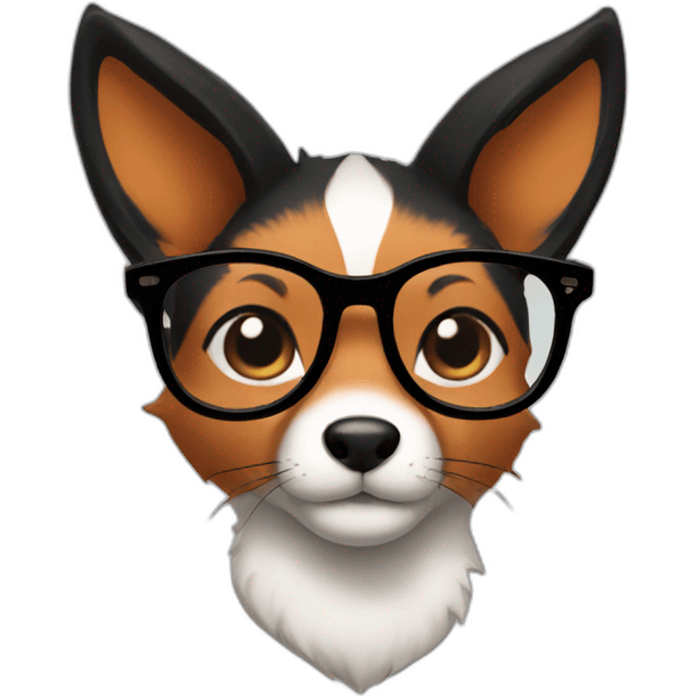 a fox with glasses black hair bun emoji