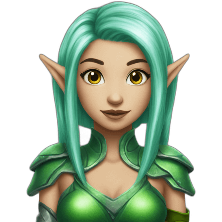 metalic-hair-shy-green-tattoo-elf-girl emoji