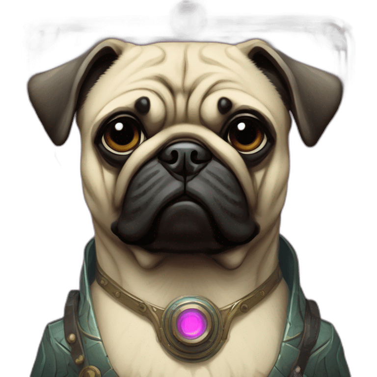 A cyberpunk pug in Art Nouveau style during 1910 emoji