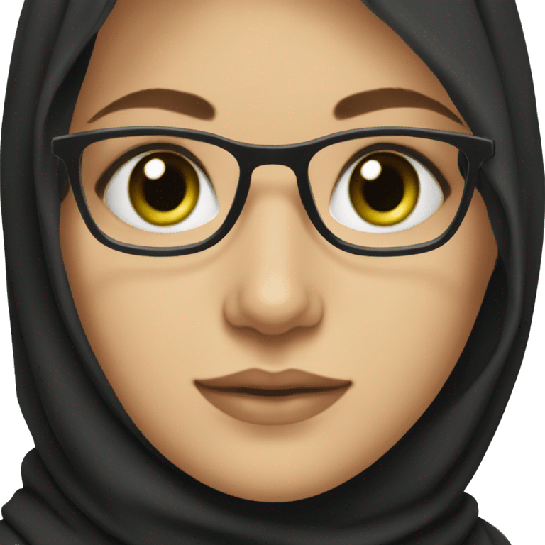 White pretty girl with green eyes, wearing glasses wearing black hijab emoji