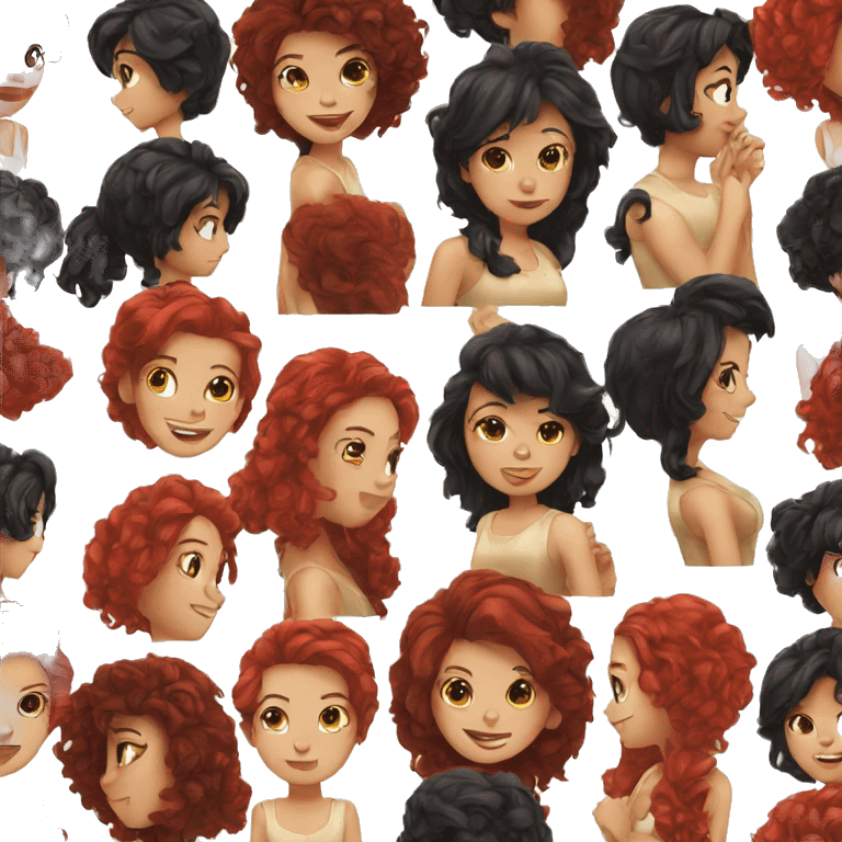 girl a black hair and red hair emoji