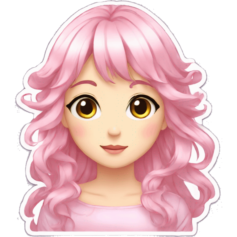 Shiny gorgeous beautiful blushing anime pastel lady sticker emoji