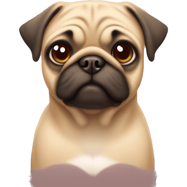 tan pug with hearts  emoji