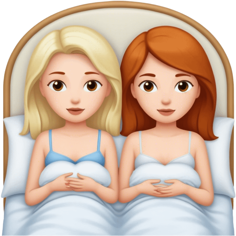 Buxom two girls sfw in bed emoji