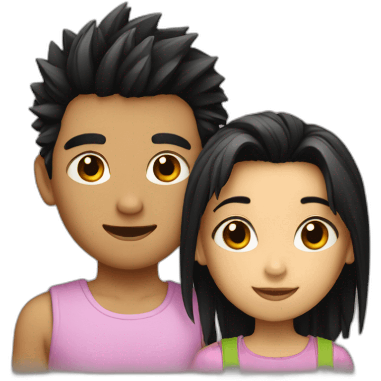 a boy and a girl with short black spiky hair emoji