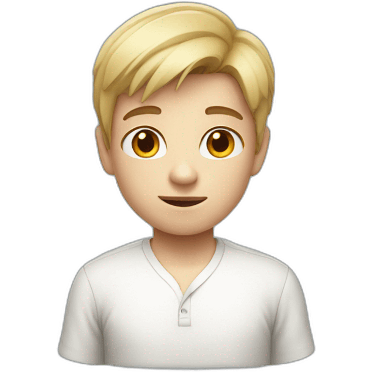 A boy with a short hear has a white skin wearing shirt  emoji