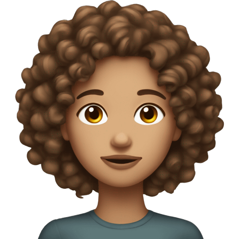 Curly brown hair clear skin girl nap emoji