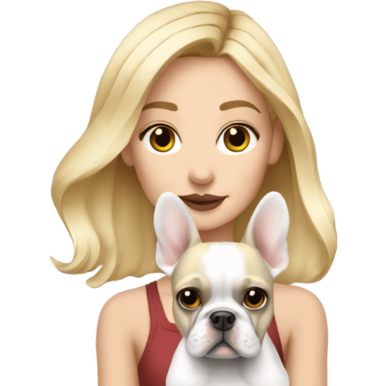 Blonde girl with merle french bulldog emoji