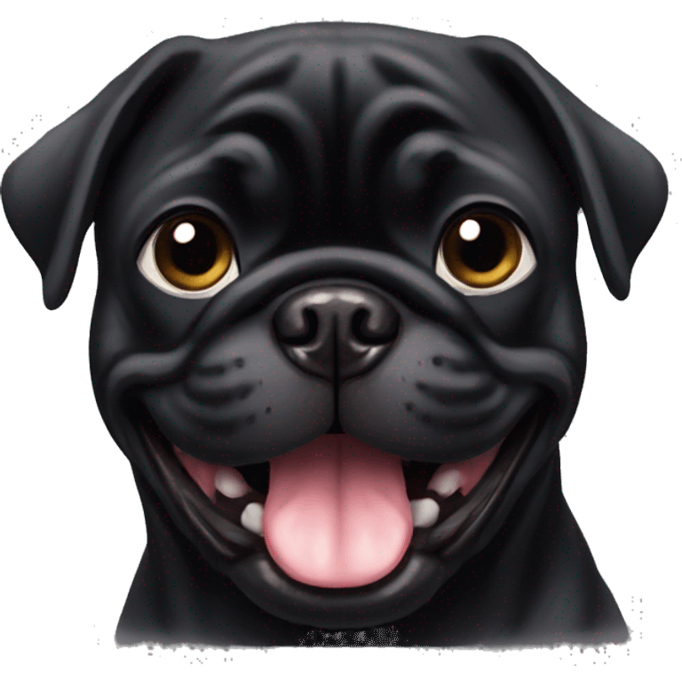 The black pug is smiling emoji