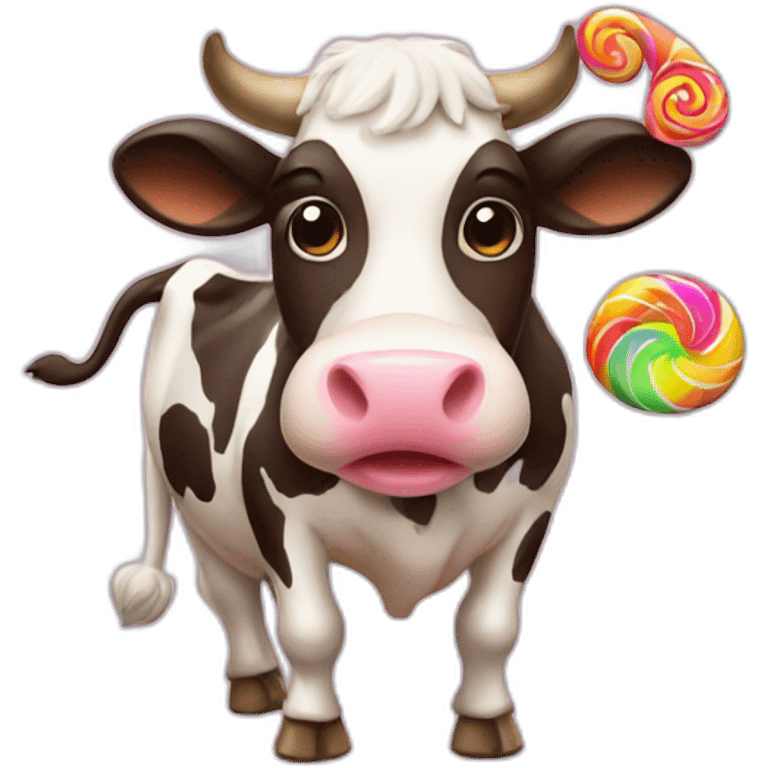 Cow with a candy emoji