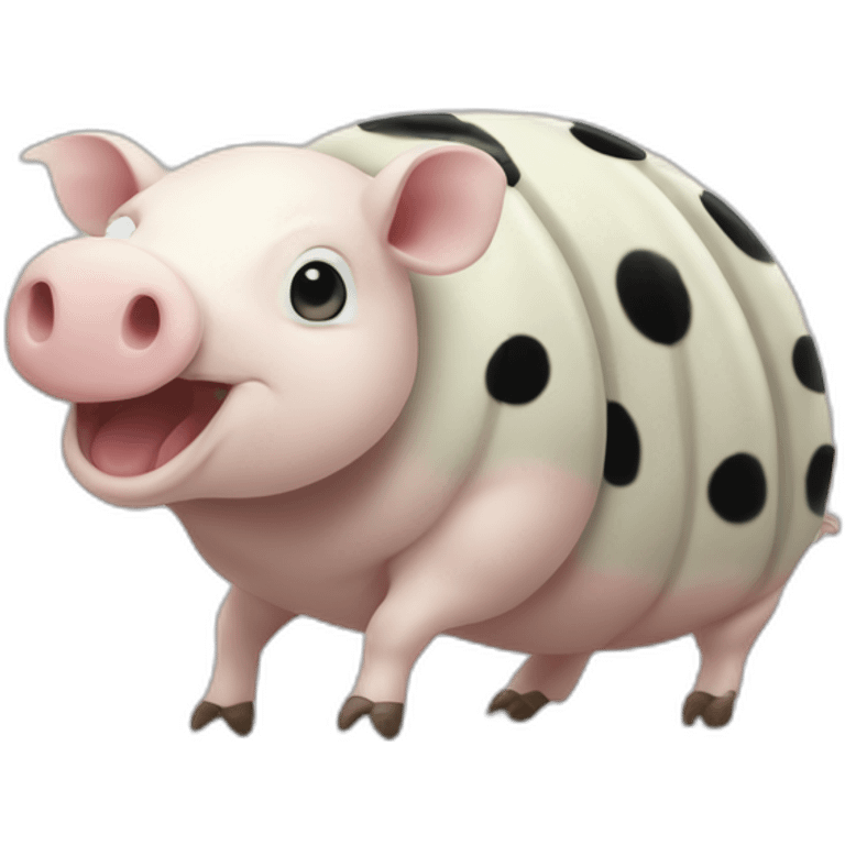 White pig armadillo cow centipede insect with black spots emoji