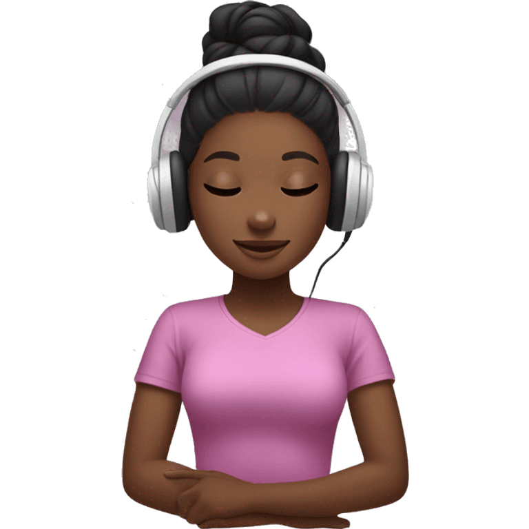 Black girl getting massage with headphones on emoji