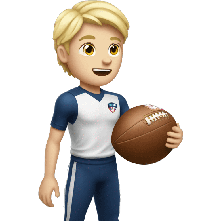 Blonde boy with a AFL ball in his hands emoji