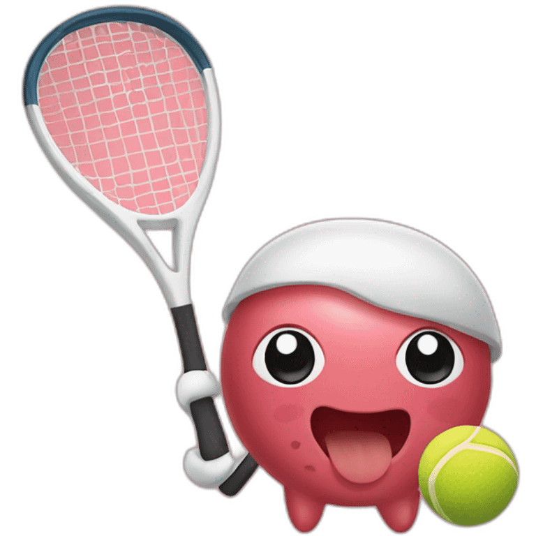 Kawaii jamon with tennis racket emoji