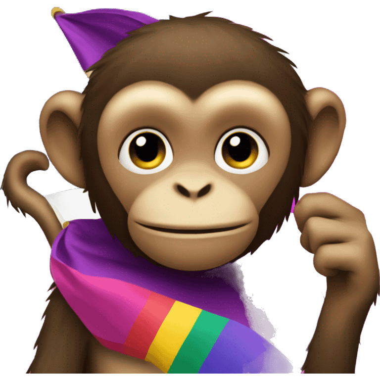 Monkey holding a bisexual flag emoji