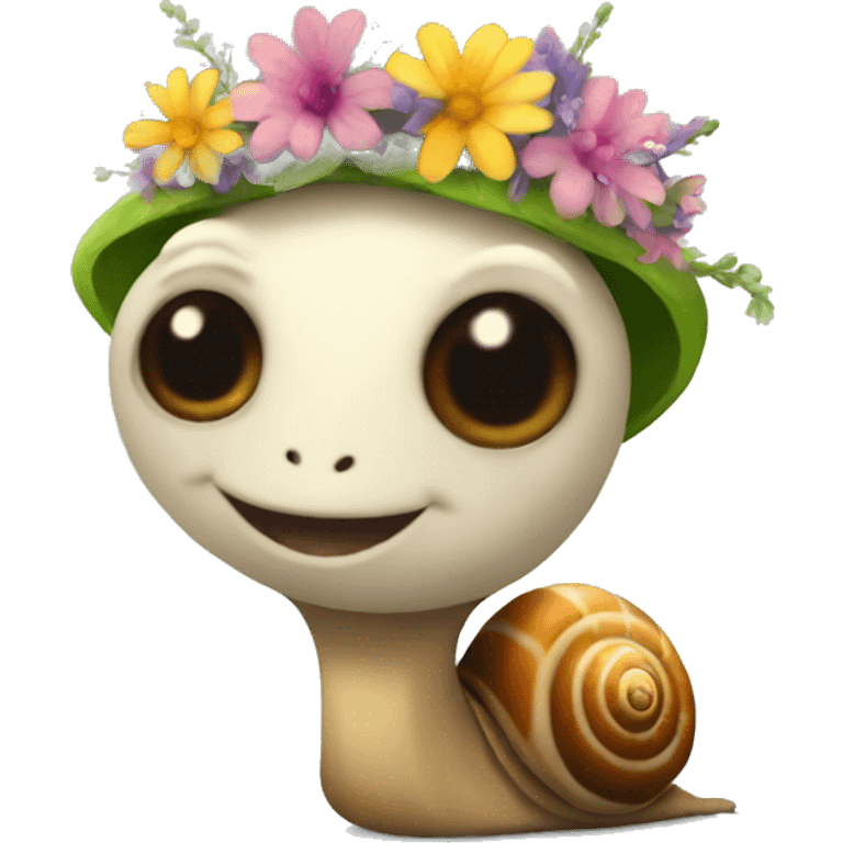 Snail with flower crown emoji