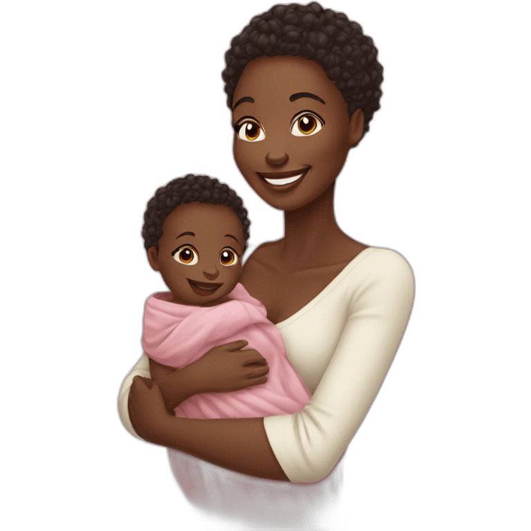 beautiful African women and newborn baby smiling emoji