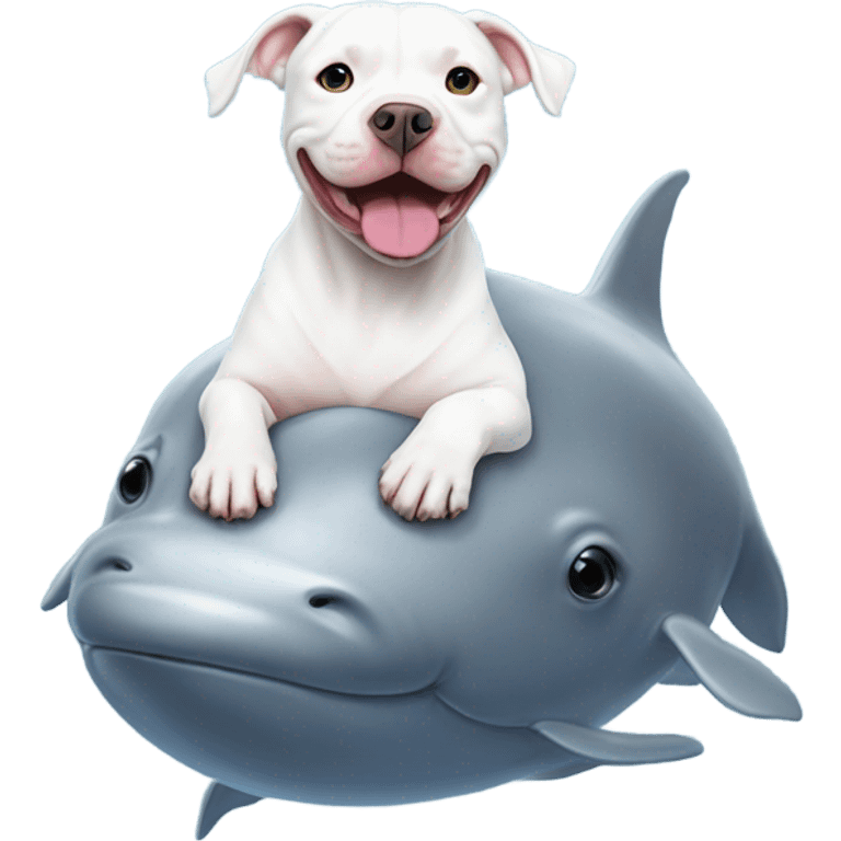 White pitbull on top of beluga whale emoji