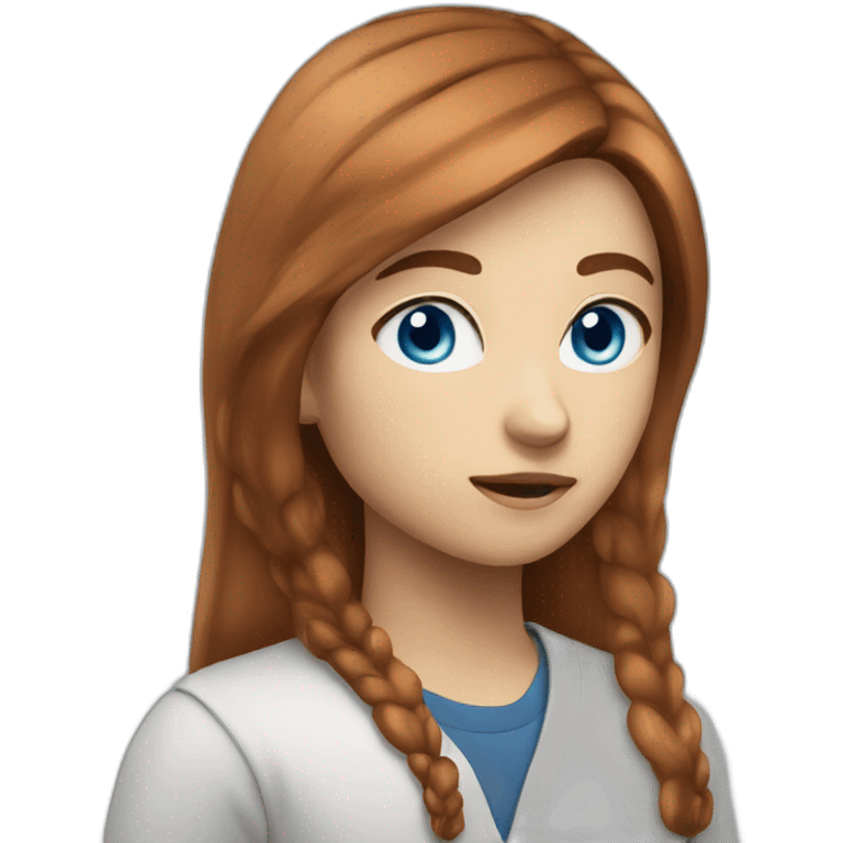  Chestnut hair student blue eyes serious emoji