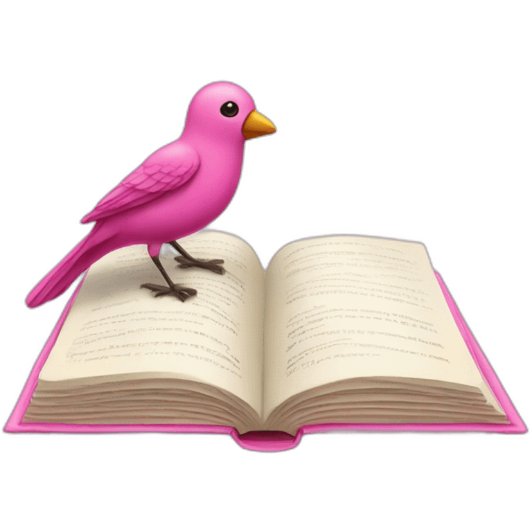 Book and pink bird emoji