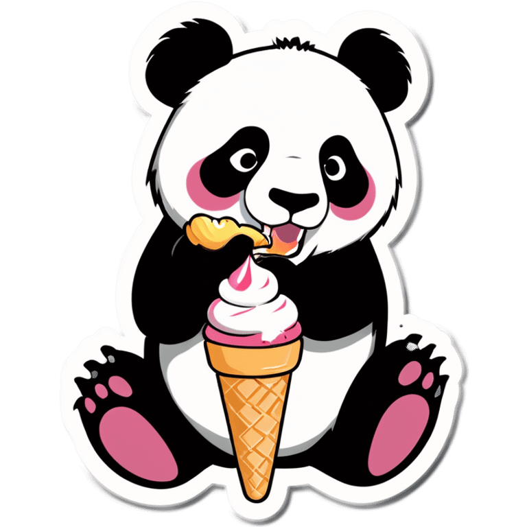 Panda eating ice cream emoji