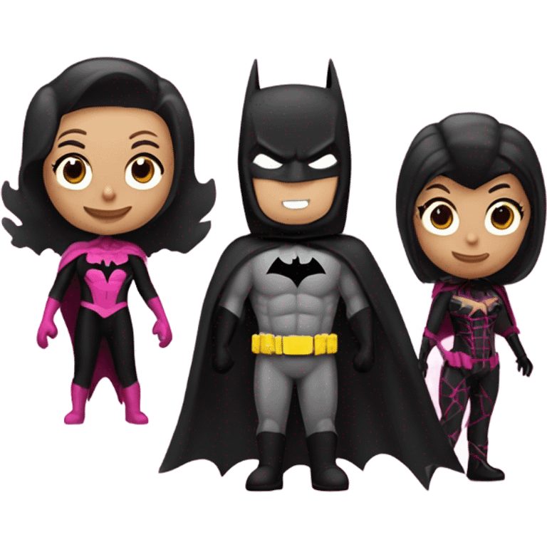 Batman and pink spiderwoman emoji