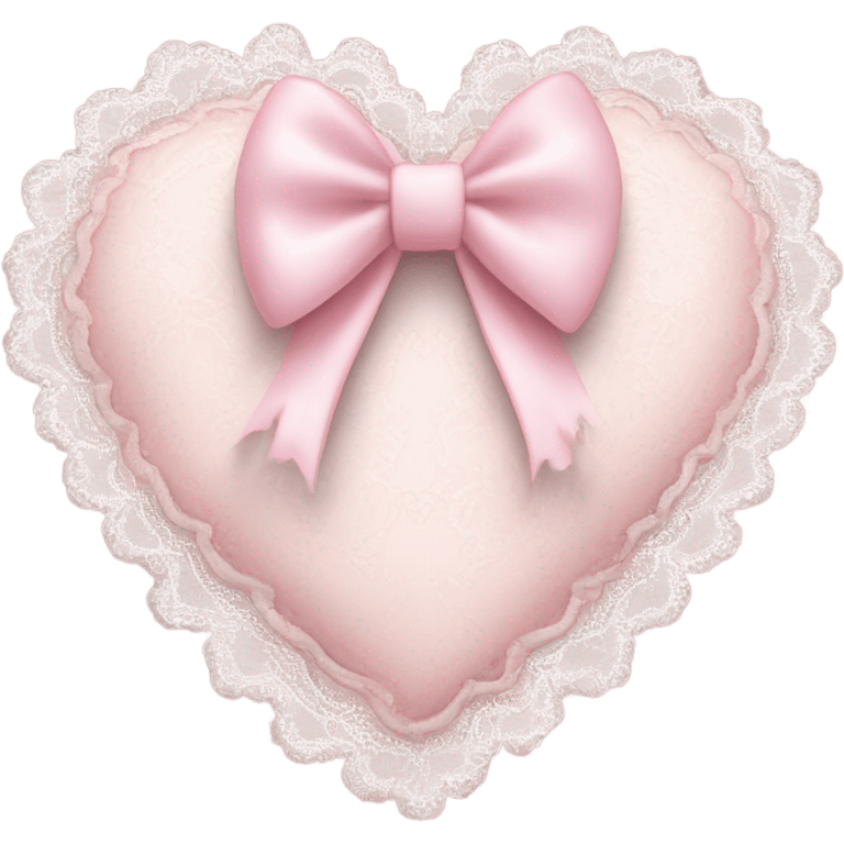 rococo Pastel pink heart with white bow with lace and frills  emoji