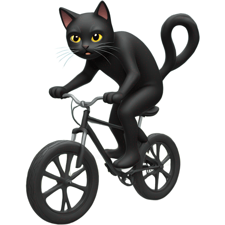 Black Cat riding downhill bike downhill emoji